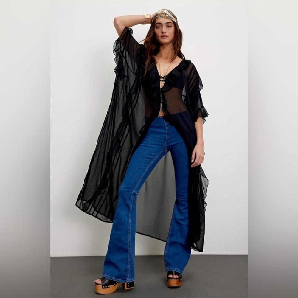 Free People Penny Pull On Flare Jeans Sz 30 Short in‎ Blue
